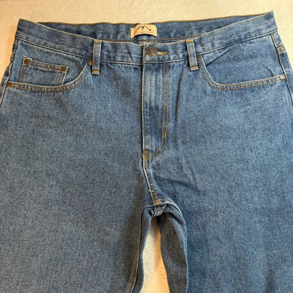 Blue Mountain Mens Straight Leg Denim Jeans Blue 100% Cotton 36x32